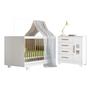 Imagem de Quarto de Bebê com Berço Mini Cama 100% Mdf Flocos e Cômoda 4 Gavetas 1 Porta Fly 100% Mdf Branco