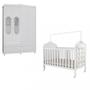 Imagem de Quarto de Bebê com Berço Mini Cama com capitonê e Guarda Roupa 100 MDF Elô New Noah Móveis Peroba