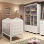 Imagem de Quarto de Bebê com Berço Mini Cama com capitonê e Guarda Roupa 100 MDF Elô New Noah Móveis Peroba