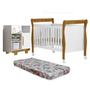 Imagem de Quarto de Bebê com Berço Mini Cama com Colchão Slim e Cômoda 100% Mdf 1 Porta 3 Prateleiras Flocos