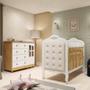 Imagem de Quarto de Bebê com Cômoda 1 Porta com Janela e Berço Capitonê 100% MDF Maya Clássico Espresso Móveis Branco Brilho/Amêndoa/Branco