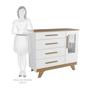 Imagem de Quarto de Bebê com Cômoda 1 Porta com Janela em Acrílico e Berço 100% MDF Retrô Jolie