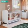 Imagem de Quarto de Bebê com Cômoda 3 Gavetas Smim e Berço Americano Uli com Rodízios 100% MDF Móveis Peroba Branco Brilho