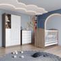 Imagem de Quarto de Bebê com Guarda Roupa 3 Portas Cômoda e Berço Faz de Conta Espresso Móveis Branco/Rústico