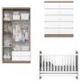 Imagem de Quarto de Bebê com Guarda Roupa 3 Portas Cômoda e Berço Faz de Conta Espresso Móveis Branco/Rústico