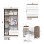 Quarto de Bebê com Guarda-Roupa 3 Portas Cômoda e Berço Faz de Conta Espresso Móveis Branco/Rústico Imagem de Quarto de Bebê com Guarda-Roupa 3 Portas Cômoda e Berço Faz de Conta Espresso Móveis Branco/Rústico