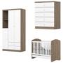 Quarto de Bebê com Guarda-Roupa 3 Portas Cômoda e Berço Faz de Conta Espresso Móveis Branco/Rústico Imagem de Quarto de Bebê com Guarda-Roupa 3 Portas Cômoda e Berço Faz de Conta Espresso Móveis Branco/Rústico