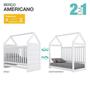 Imagem de Quarto de Bebê com Guarda Roupa 4 Portas 1 Cômoda e 1 Berço Mini Cama Estilo Americano Nova York Espresso Móveis Branco HP