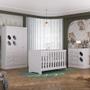 Imagem de Quarto de Bebê com Guarda Roupa 4 Portas 3 Gavetas Cômoda 4 Gavetas 1 Porta com Janela e Berço 3 em 1  Maya Rodial
