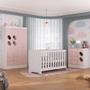 Imagem de Quarto de Bebê com Guarda Roupa 4 Portas 3 Gavetas Cômoda 4 Gavetas 1 Porta com Janela e Berço 3 em 1  Maya Rodial