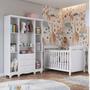 Imagem de Quarto de Bebê com Guarda Roupa 4 Portas com Janelas e Berço Americano Nina 100% Mdf Espresso Móveis Branco Brilho