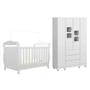 Imagem de Quarto de Bebê com Guarda Roupa 4 Portas com Janelas e Berço Americano Nina 100% Mdf Espresso Móveis Branco Brilho