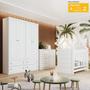 Imagem de Quarto de Bebê com Guarda Roupa 4 Portas Cômoda e Berço Flocos Casa 812