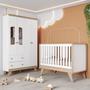 Imagem de Quarto de Bebê com Guarda Roupa 4 Portas e Berço 3 em 1 Retrô Theo Espresso Móveis