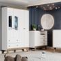 Imagem de Quarto de Bebê com Guarda Roupa 4 Portas e Cômoda 3 Gavetas Lola Henn