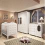 Imagem de Quarto de Bebê com Guarda Roupa Cômoda com Janelas e Berço com Capitonê Maya Provençal 100% Mdf