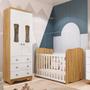 Imagem de Quarto de Bebê com Guarda Roupas 2 Portas com Janela e 3 Gavetas e Berço 100% Mdf Lana