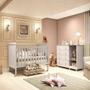 Imagem de Quarto de Bebê Cômoda 1 Porta com Janela e 4 Gavetas e Berço Mateo Provençal 100% MDF Espresso Móveis Branco Brilho