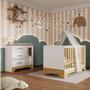 Imagem de Quarto de Bebê Cômoda 1 Porta com Janela e Berço Minicama 100% Mdf Liam Espresso Móveis Branco Brilho/Amêndoa