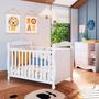 Imagem de Quarto de Bebê Cômoda 1 Porta Janelada Losango e Berço Cocada 100% Mdf Espresso Móveis Branco Brilho