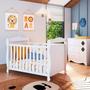 Imagem de Quarto de Bebê Cômoda 1 Porta Janelada Losango e Berço Cocada 100% Mdf Espresso Móveis Branco Brilho
