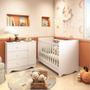 Imagem de Quarto de Bebê Cômoda 3 Gavetas 1 Porta Berço Americano 3 em 1 Pirueta Espresso Móveis Branco Brilho
