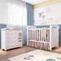 Imagem de Quarto de Bebê Cômoda 4 Gavetas com Porta Berço Mini Cama Provençal Lisa Branco Brilho Carolina Baby