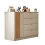 Imagem de Quarto de Bebê Completo 01 Guarda-roupa 3 Portas 4 Gavetas com 01 Cômoda 100% MDF Ayla