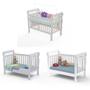 Imagem de Quarto de Bebê Completo Berço 3 em 1 Cômoda com Porta Fraldário Infantil Branco Carolina Baby