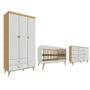 Imagem de Quarto de Bebê Completo Berço 3 em 1 Cômoda com Porta Fraldário Infantil Guarda Roupas 3 Portas Brano Off White Carolina Baby