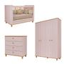 Imagem de Quarto de Bebê Completo Berço Guarda Roupa 4 Portas e Cômoda 4 Gavetas 100 MDF Lívia Permobili