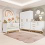 Imagem de Quarto De Bebê Completo Berço Guarda-Roupa E Cômoda Lisa Retrô MDF Móveis Peroba