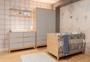 Imagem de Quarto de Bebê Completo Cinza com Carvalho Berço Cômoda e Guarda Roupa Linha Tomi Quater