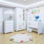 Imagem de Quarto de Bebê Completo com Cômoda, Mini Berço com Colchão e Guarda Roupas Lila Branco