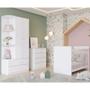 Imagem de Quarto de Bebê Completo com Guarda Roupa 2 Portas Cômoda 4 Gavetas e Berço Labirinto Henn