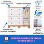 Imagem de Quarto de Bebê Completo com Guarda Roupa 3 Portas Cômoda Uli 4 Gavetas MDF