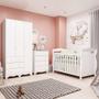 Imagem de Quarto de Bebê Completo com Guarda-roupa 3 Portas e Cômoda e Berço Nina 100% Mdf Espresso Móveis Branco Brilho