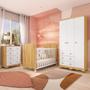 Imagem de Quarto De Bebê Completo Com Guarda Roupa 3 Ptas Cômoda Berço Junior Uli Móveis Peroba Branco/Amendoa