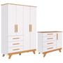 Imagem de Quarto de Bebê Completo com Guarda Roupa 4 Portas Cômoda 4 Gavetas Retrô MDF Faura