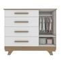 Imagem de Quarto de Bebê Completo com Guarda Roupa com Janela Cômoda e Berço 100% MDF Kakau Retrô Espresso Móveis Branco Brilho/Carvalho
