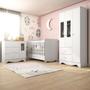 Imagem de Quarto de Bebê Completo com Guarda Roupa e Cômoda com Janelas e Berço Americano 3 em 1 Ben Móveis Peroba Branco Brilho 