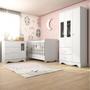 Imagem de Quarto de Bebê Completo com Guarda Roupa e Cômoda com Janelas e Berço Americano Ben Móveis Peroba Branco Brilho