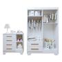 Imagem de Quarto de Bebê Completo Gêmeos com Guarda-roupa, 2 Berços e Cômoda Gael Branco