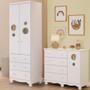 Imagem de Quarto de Bebê Completo Guarda Roupa 2 Portas Cômoda 1 Porta 4 Gavetas Bolinha 100% MDF