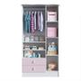 Imagem de Quarto de Bebê Completo Guarda Roupa 3 Portas 2 Gavetas com Berço Lua Móveis Percasa Branco/Rosa