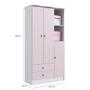Imagem de Quarto de Bebê Completo Guarda Roupa 3 Portas 2 Gavetas com Berço Lua Móveis Percasa Branco/Rosa
