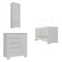 Imagem de Quarto de Bebê Completo Guarda Roupa 3 Portas 2 Gavetas com Cômoda e Berço Lily Branco