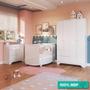Imagem de Quarto De Bebê Completo Guarda-Roupa 4 Pts Cômoda Ben E Berço Americano Nick Móveis Peroba Branco Brilho