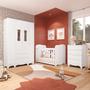 Imagem de Quarto de Bebê Completo Guarda Roupas 4 Portas Janeladas Cômoda com 4 Gavetas e Berço 100% Mdf Lana