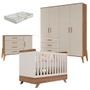 Imagem de Quarto De Bebê Emilly 4 Portas E Berço Americano Retro Vitória Off White Carvalho Com Colchão Gazin